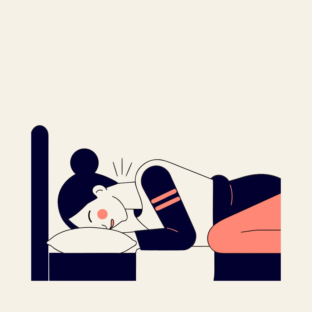 Head tilted on a flat pillow